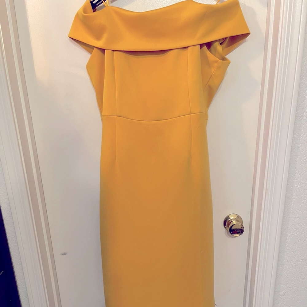 Yellow off shoulder dress